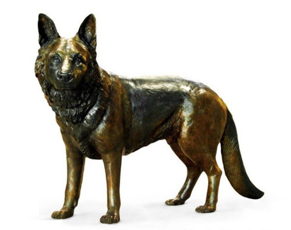 German Shepherd Bronze Dog Life Size Statue Large Garden Sculpture